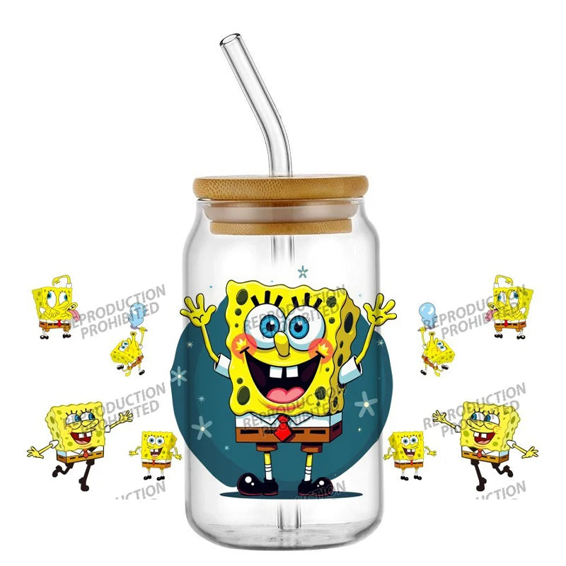 SpongeBob Glas – Dosen-Stil mit Strohhalm