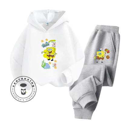 Ensemble survêtement Bob l'Éponge : haut blanc et pantalon gris