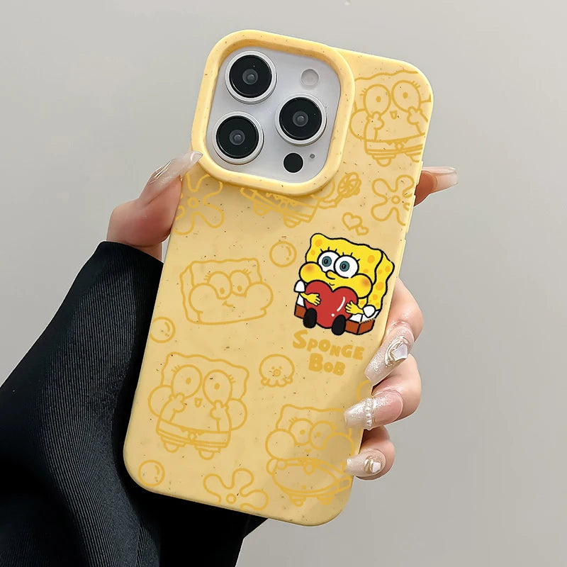 Coque iPhone jaune Bob l'Éponge : motif cœur