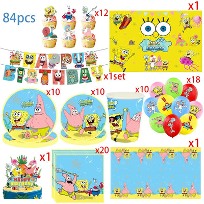 Kit de fête Bob l'Éponge : 84 pièces complet