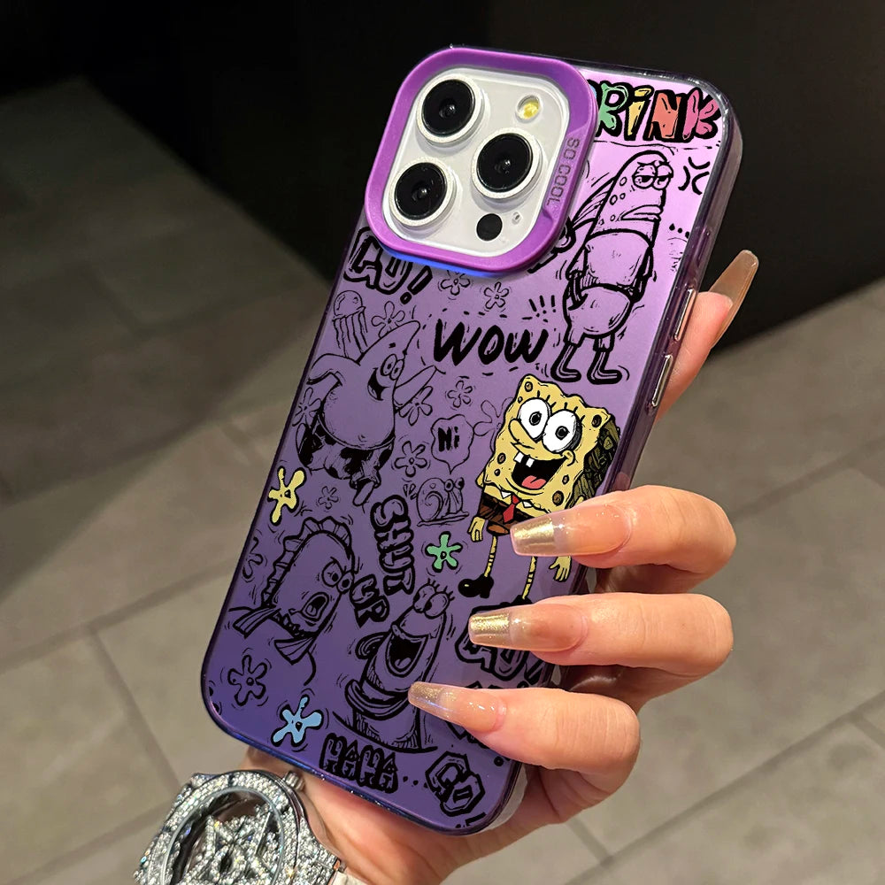 Coque de téléphone violette Bob l'Éponge : street art graffiti