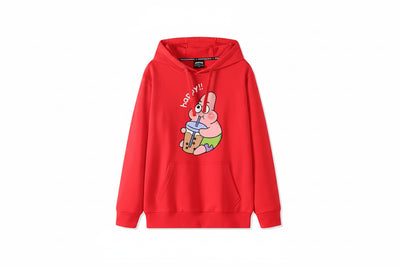 Roter Hoodie Patrick Der Stern - Burger-Fan