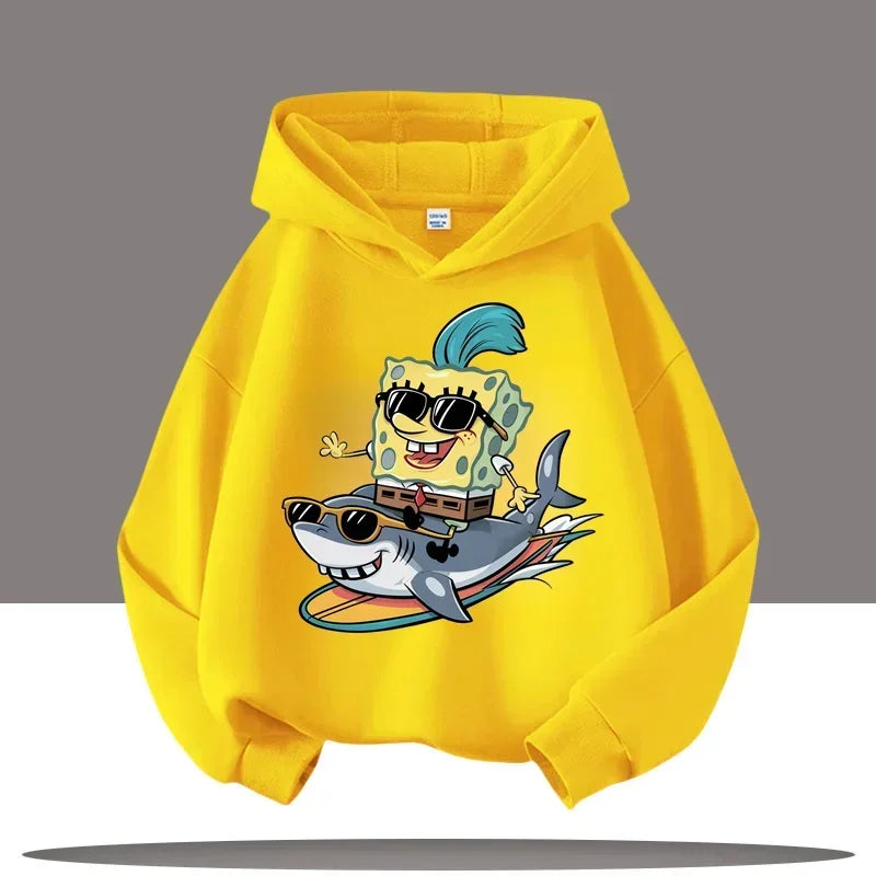 Sweat jaune Bob l'Éponge : surf aérien