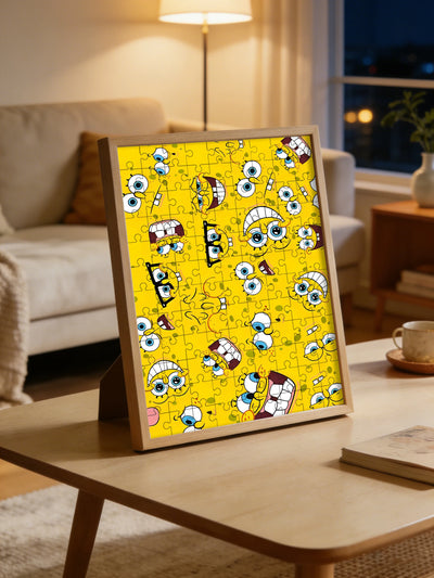 Puzzle Bob l'Éponge : motif visages jaunes