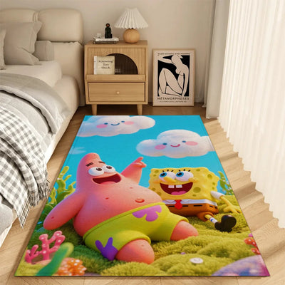 Tapis de salon Bob l'Éponge : Patrick et Bob sur l'herbe