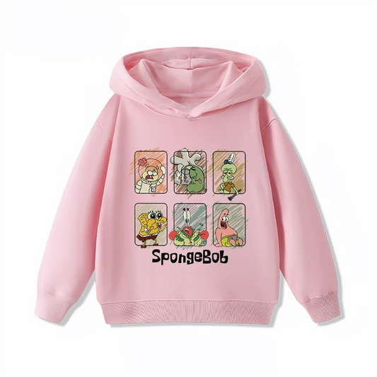 Pull rose Bob l'Éponge : style bande dessinée