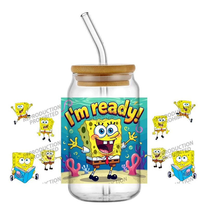 SpongeBob Glas – Dosen-Stil mit Strohhalm