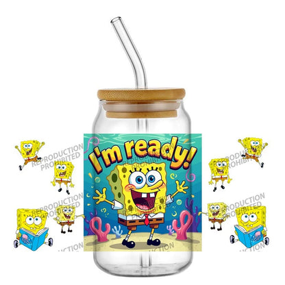 SpongeBob Glas – Dosen-Stil mit Strohhalm