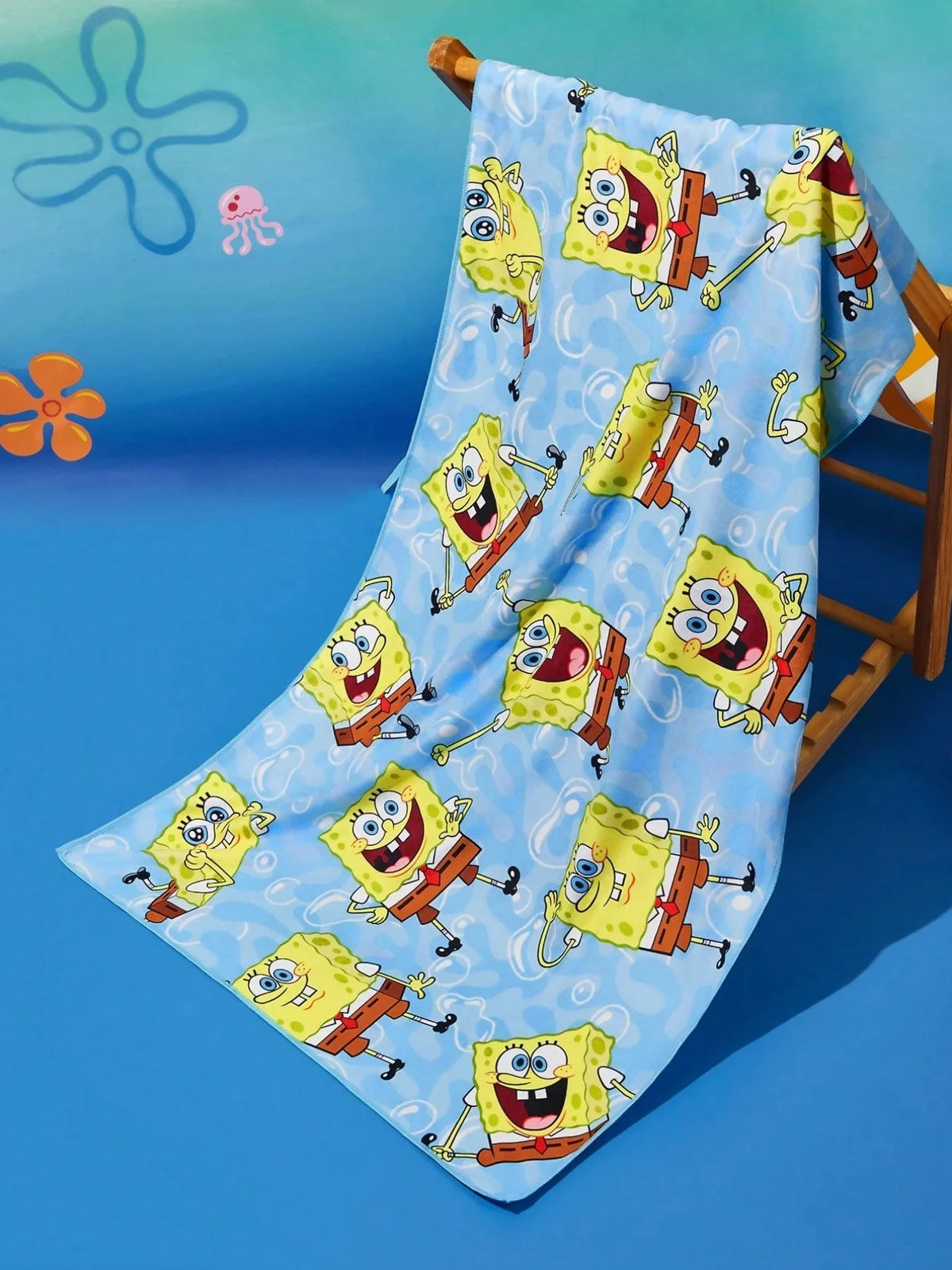 Serviette de plage Bob l'Éponge : motif bleu