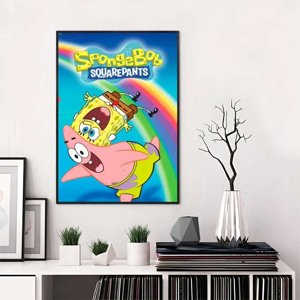 Poster Bob l'Éponge : fond arc-en-ciel