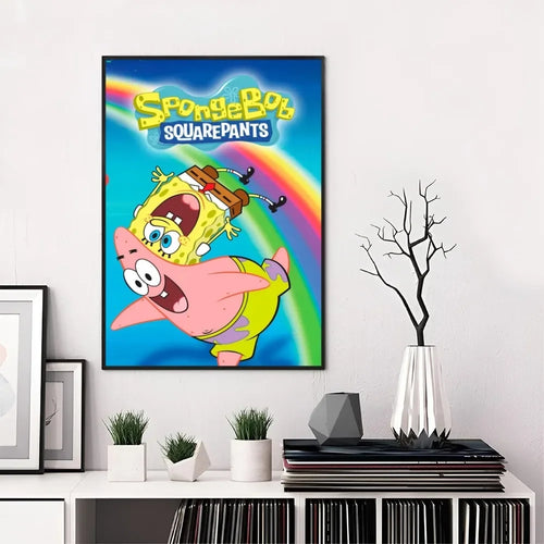 Poster Bob l'Éponge : fond arc-en-ciel