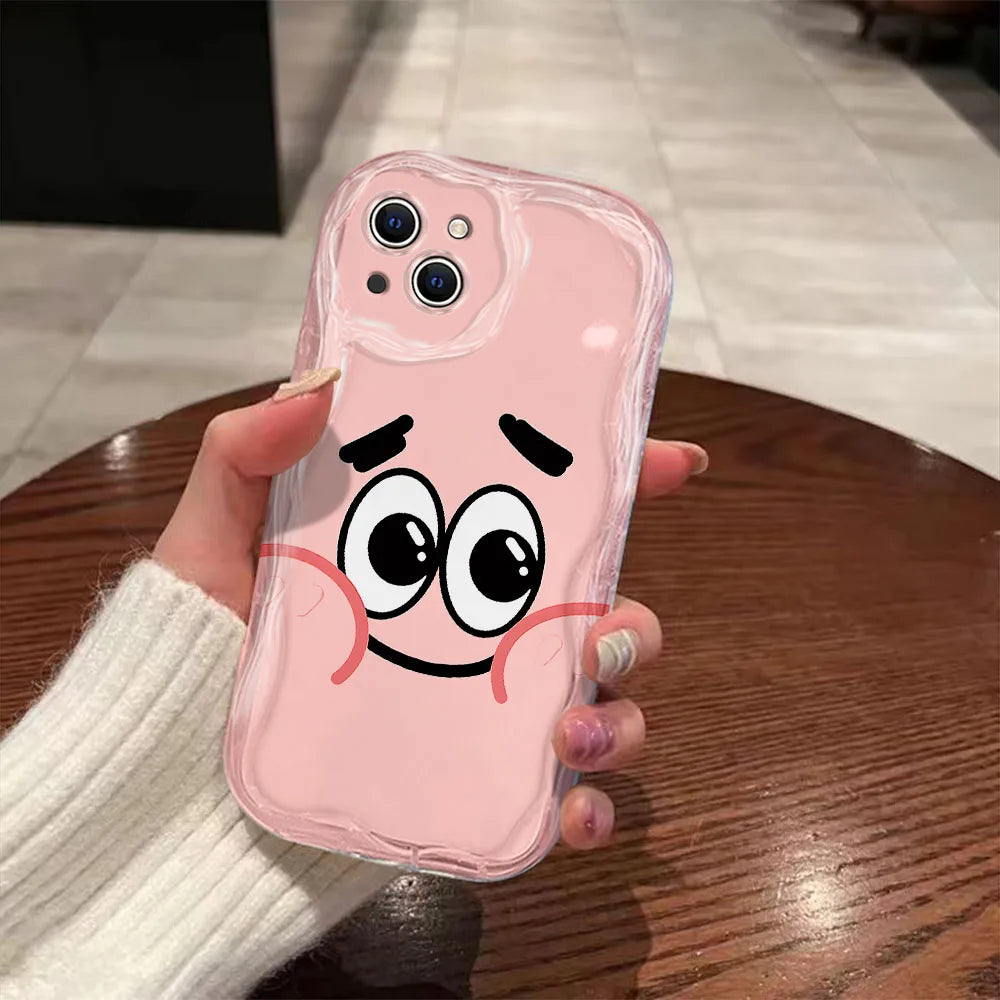Coque iPhone Patrick l'Étoile : rose, visage mignon