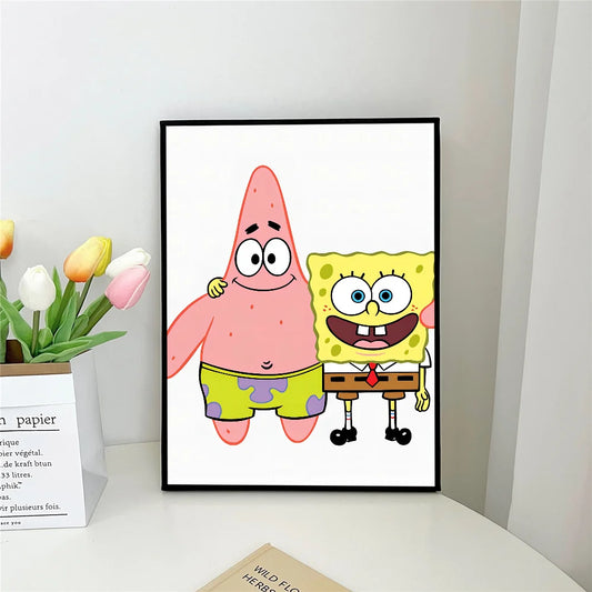 Poster blanc Bob l'Éponge : duo d'amis