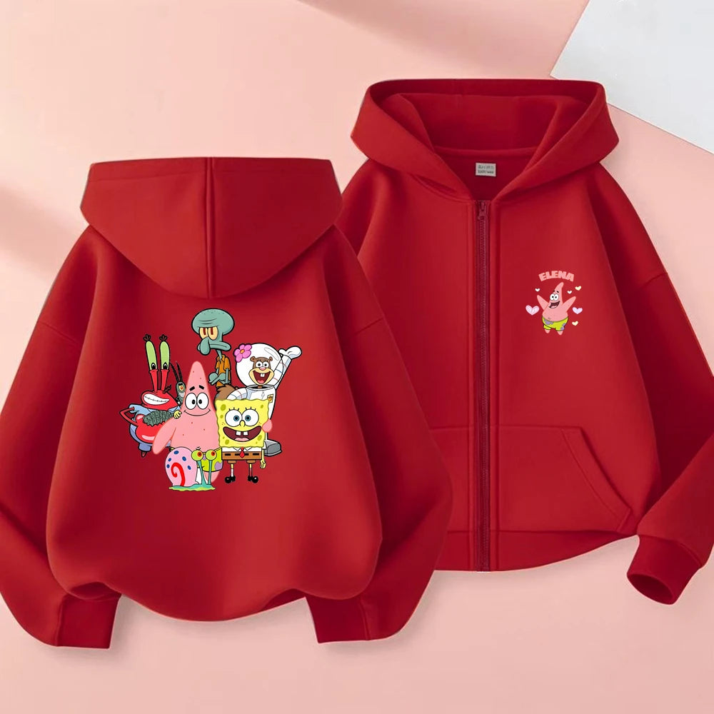 Sweatshirt zippé enfant Bob l'Éponge : rouge éclatant