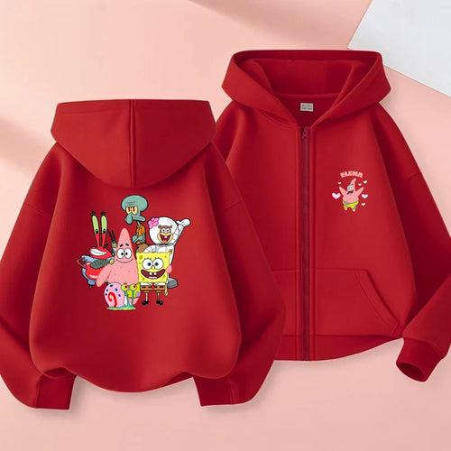 Sweatshirt zippé enfant Bob l'Éponge : rouge éclatant