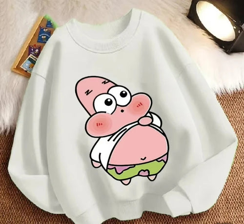 Pull blanc Patrick l'Étoile : dessin mignon minimaliste