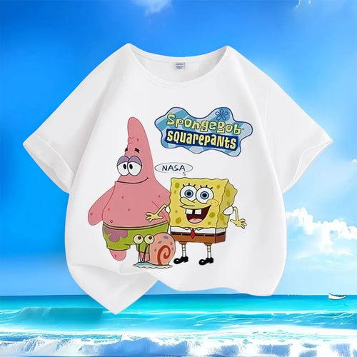 T-shirt blanc Bob l'Éponge : duo d'été avec Patrick