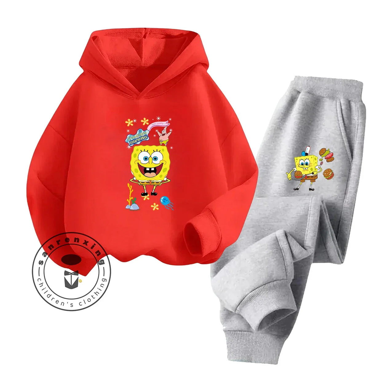 Bob Esponge Kontrast-Set – Weiß & Schwarze Hose