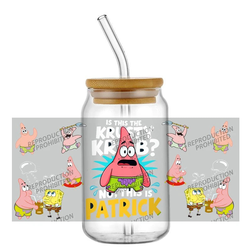 SpongeBob Glas – Dosen-Stil mit Strohhalm
