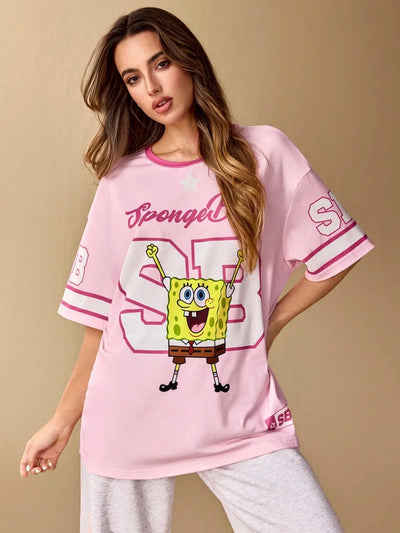 T-shirt rose Bob l'Éponge : maillot coupe oversize
