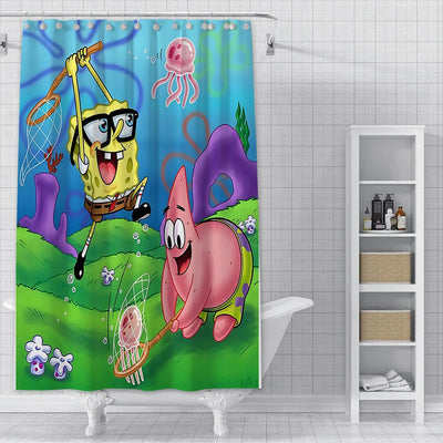 Rideau de douche Bob l'Éponge : pêche à Bikini Bottom