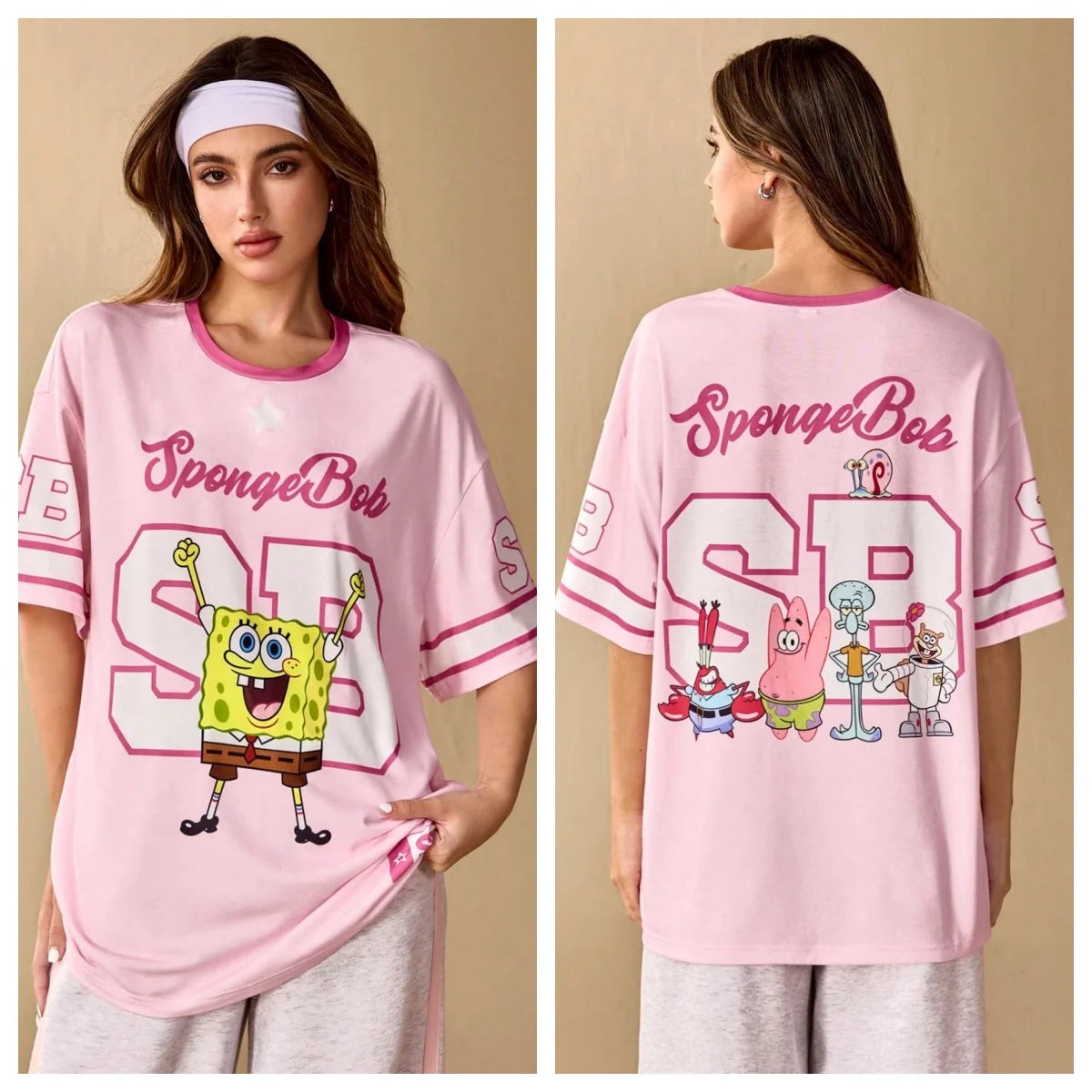 T-Shirt Spongebob Schwammkopf - Oversize Jersey Rosa