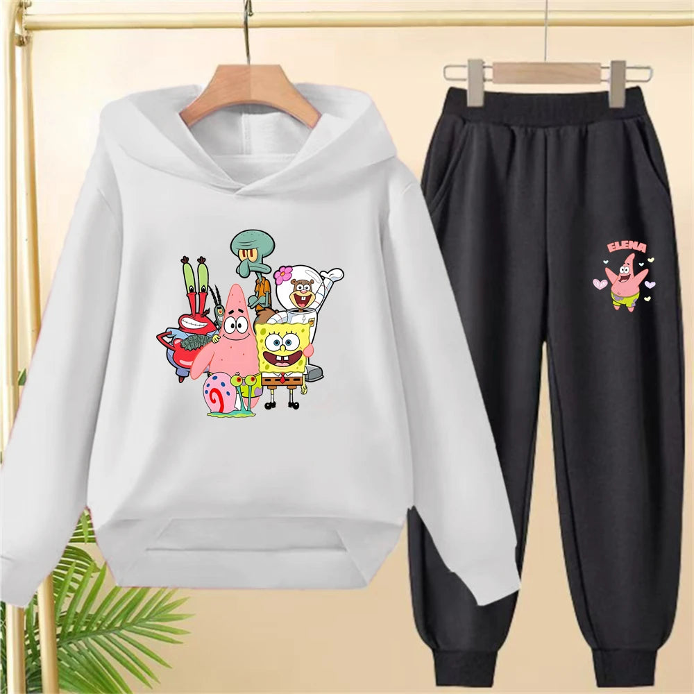 Graues SpongeBob Schwammkopf Set – Schlichtes Design (Oberteil & Unterteil)