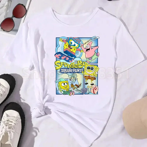 T-Shirt Weiß SpongeBob – Vintage Poster Blau