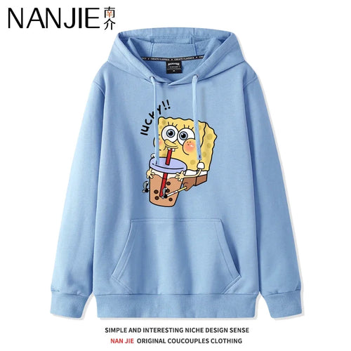 Blauer SpongeBob Hoodie – Bob sitzt (cool)