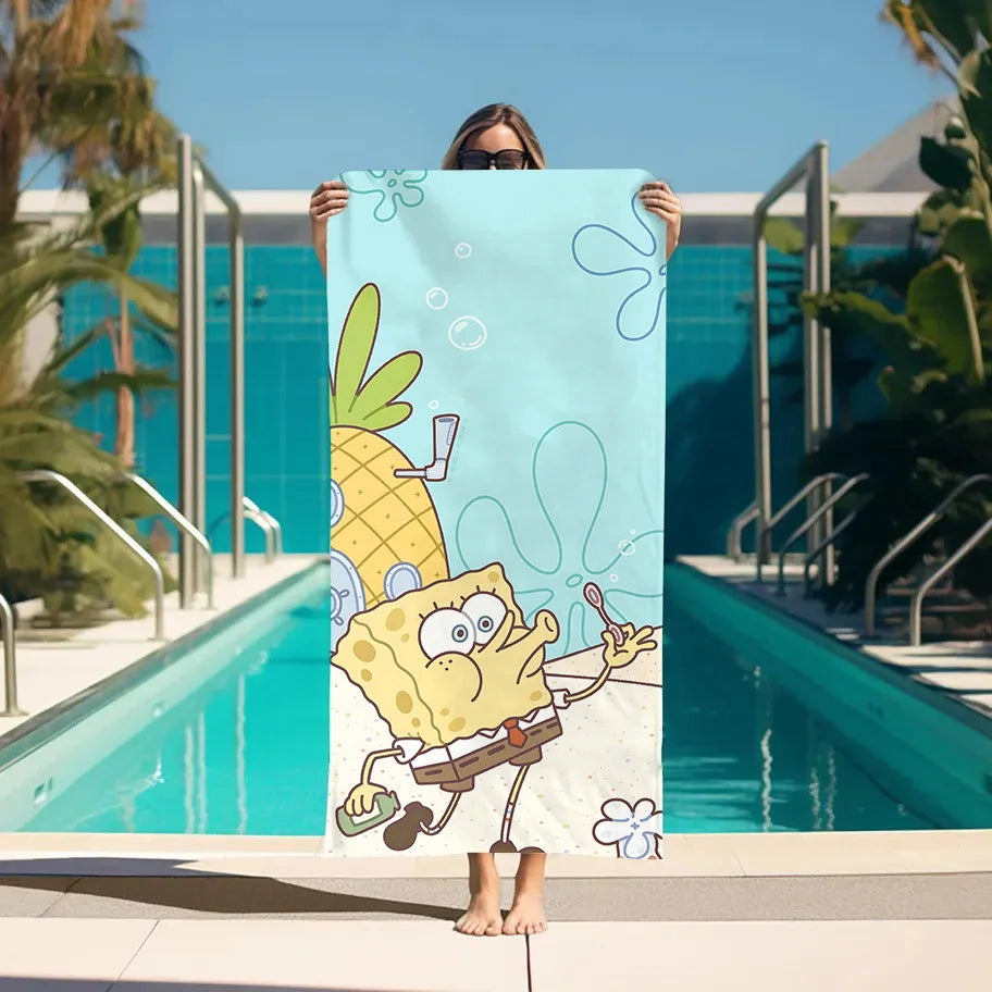 Serviette de plage Bob l'Éponge : maison ananas tropicale