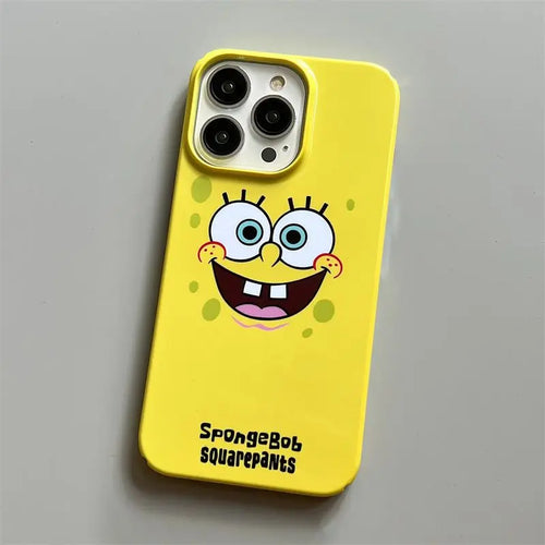 Coque iPhone Bob l'Éponge : jaune pastel, trait fin