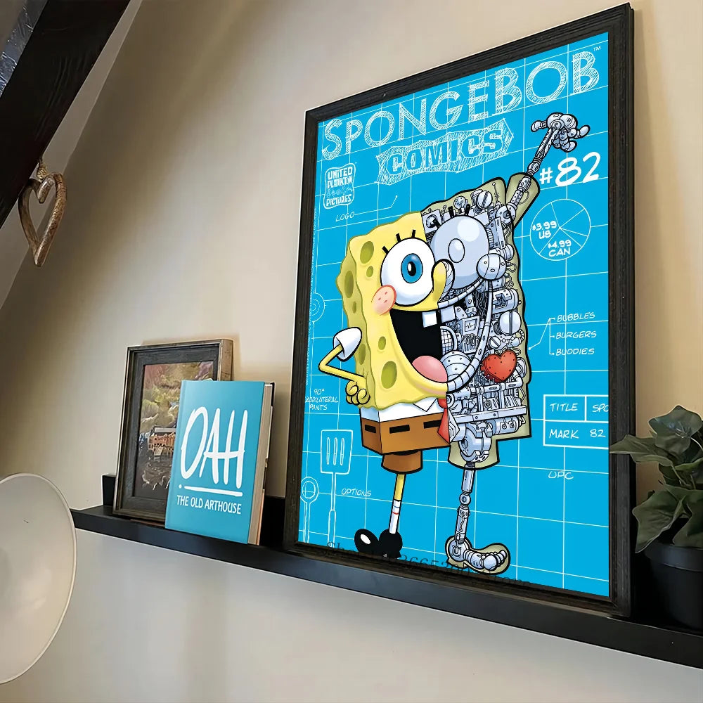 Poster Bob l'Éponge : plan technique cyan