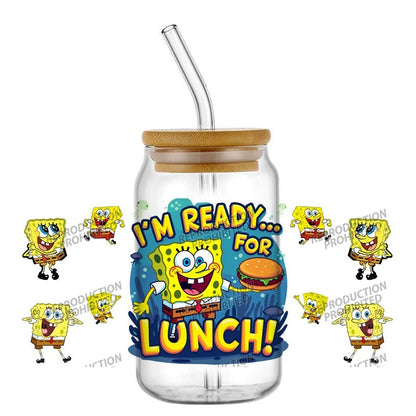 SpongeBob Glas – Dosen-Stil mit Strohhalm