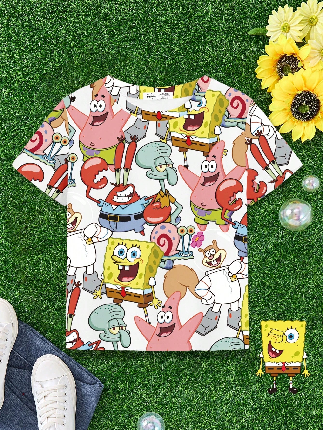 T-shirt Bob l'Éponge : impression intégrale des personnages