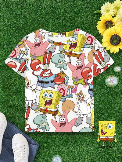 T-shirt Bob l'Éponge : impression intégrale des personnages