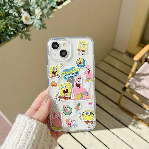 Coque iPhone Bob l'Éponge : stickers colorés kawaii