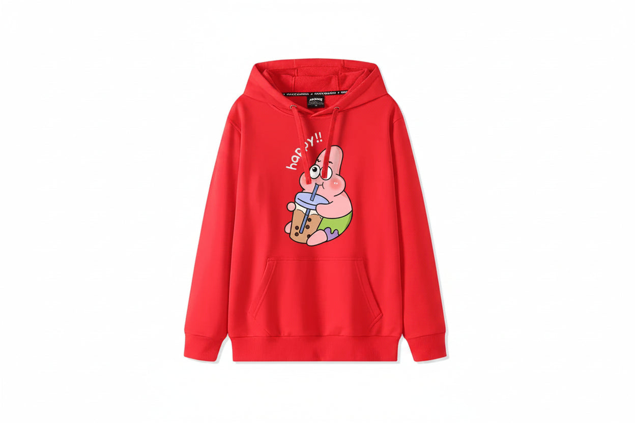 Roter Hoodie Patrick Der Stern - Burger-Fan