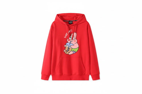 Roter Hoodie Patrick Der Stern - Burger-Fan