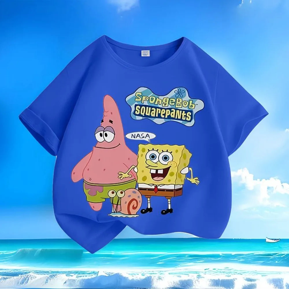 T-shirt bleu Bob l'Éponge : duo d'été avec Patrick