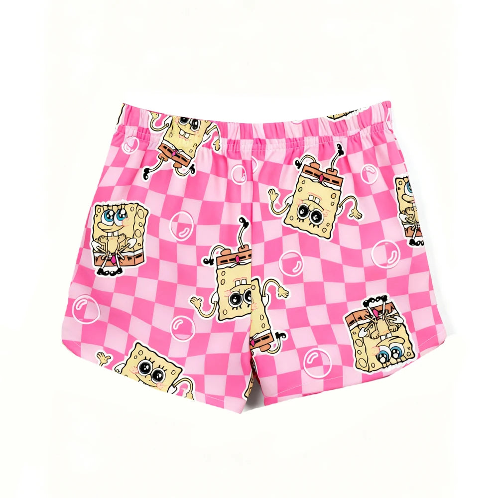 Short de bain Bob l'Éponge : damier rose