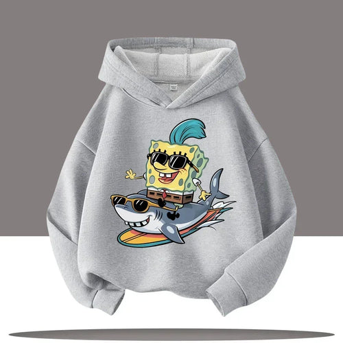 Pull gris Bob l'Éponge : requin mécanique