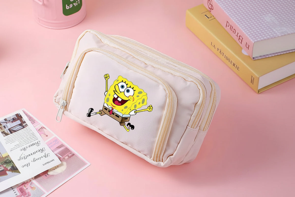 Trousse beige Bob l'Éponge : motif détente