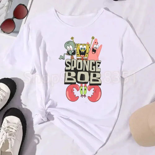 Weißes T-Shirt Spongebob Schwammkopf – Streetwear-Logo (Graffiti)