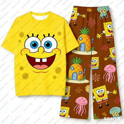 Pyjama long Bob l'Éponge : t-shirt et pantalon motif ananas