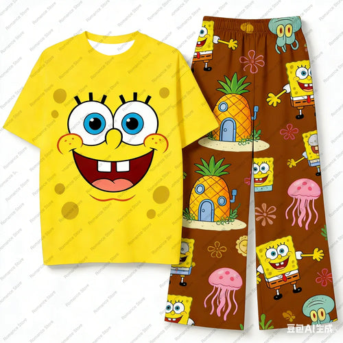 Pyjama long Bob l'Éponge : t-shirt et pantalon motif ananas