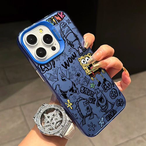 Coque de téléphone bleue Bob l'Éponge : street art graffiti