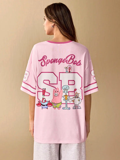 T-Shirt Spongebob Schwammkopf - Oversize Jersey Rosa