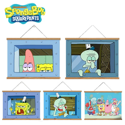 Tableau décoratif Bob l'Éponge : le trio de Bikini Bottom