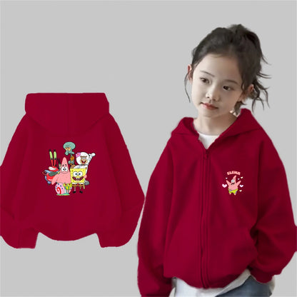 SpongeBob Kinder-Zip-Jacke - Schwarz (Streetwear-Stil)