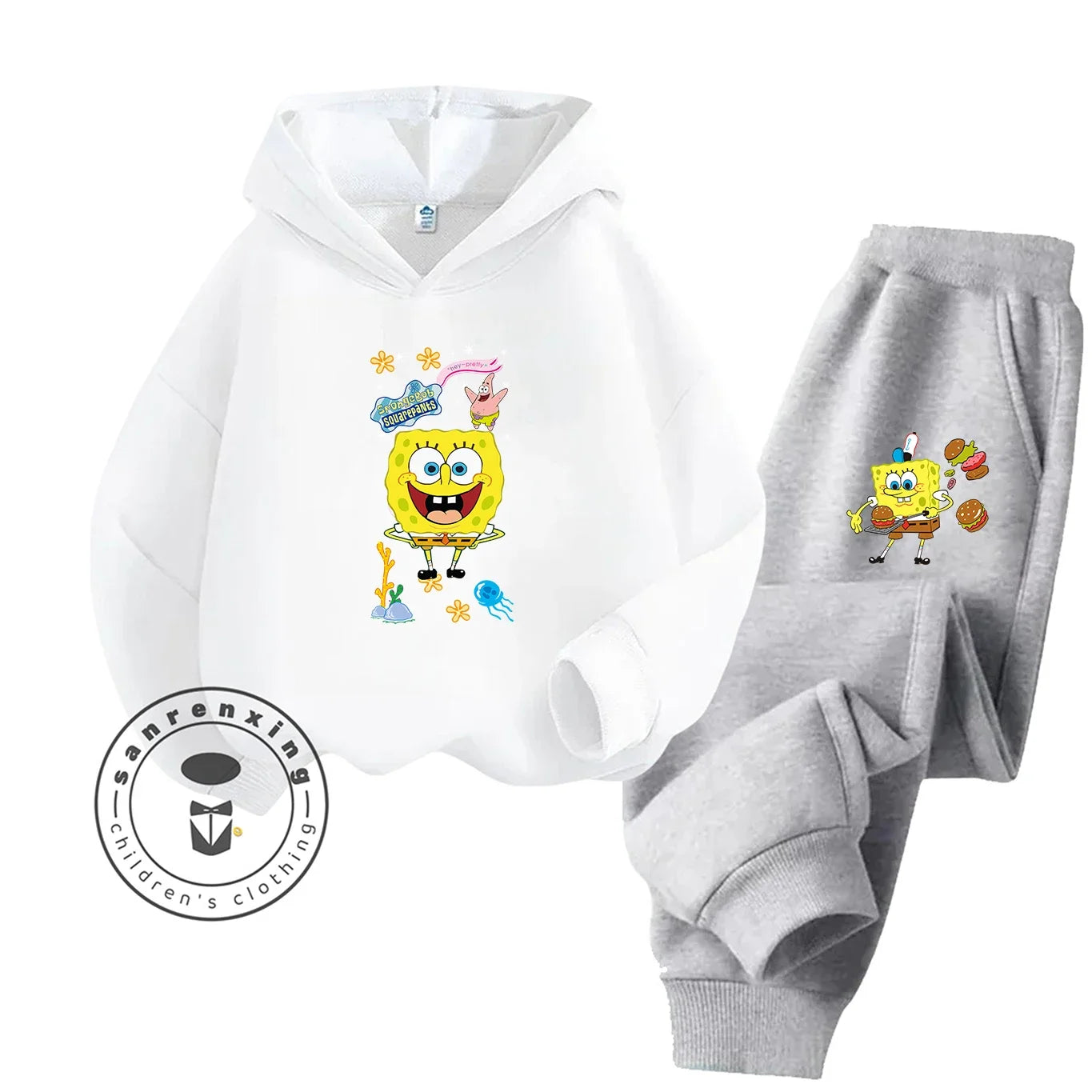 Bob Esponge Kontrast-Set – Weiß & Schwarze Hose